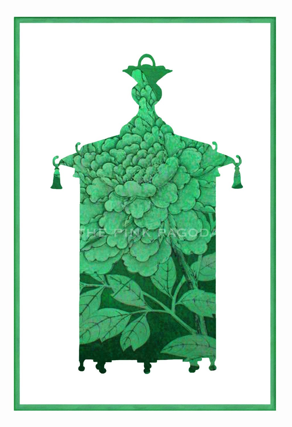 Green Chinoiserie Lantern Giclee 13x19