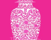 New Series Pink Ginger Jar 13x19 Giclee - thepinkpagoda