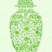 Lime Ming Chinoiserie Ginger Jar on Bamboo Stripe 11x14 Giclee