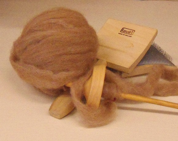 1 oz Light Brown Alpaca Bamboo roving from Colorado