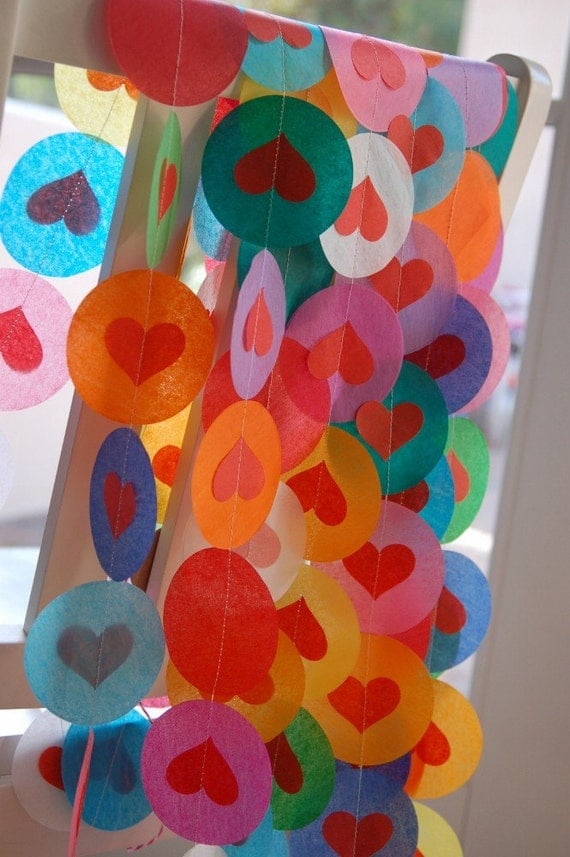 Tissue Garland - Rainbows and Hearts