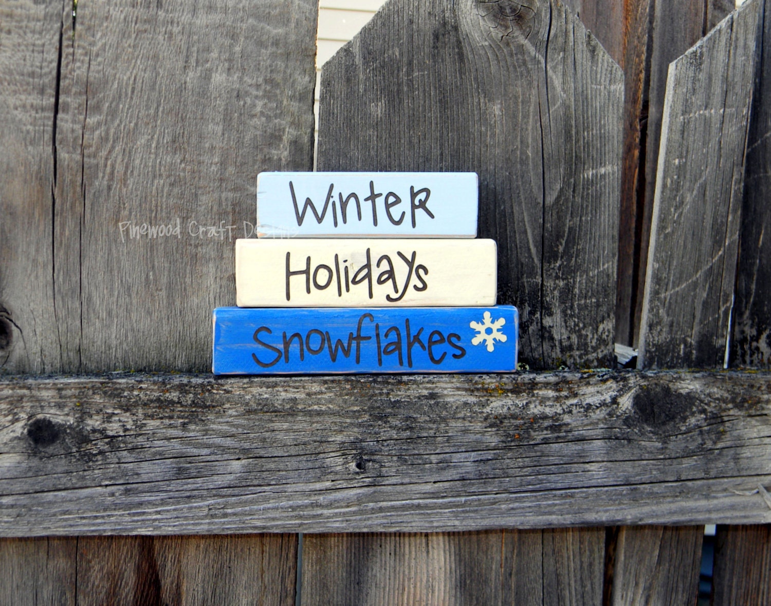 Mini Winter. Holidays. Snowflakes  Wood Stacker...Beautiful and READY TO SHIP