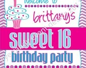 Chevron Cupcake Happy Birthday Sweet 16 Welcome Party Sign - DIY Printable Il_170x135