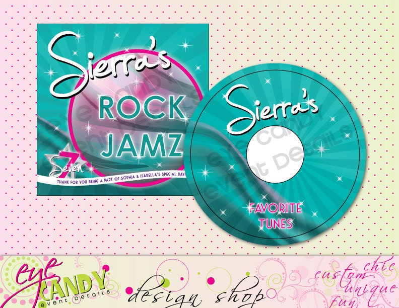 Party Like a ROCKSTAR CD cover - labels favors - Happy Birthday PRINTABLE - Girls - Teen Il_170x135