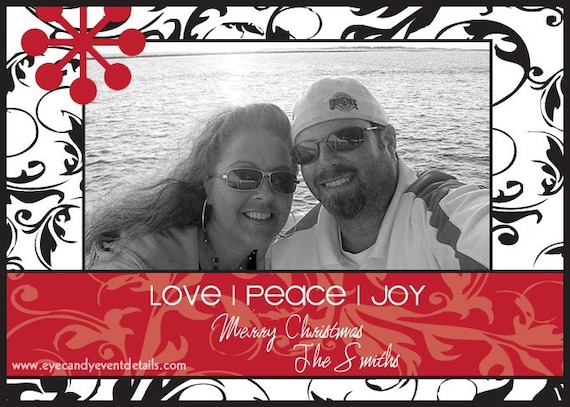 Damask Digital Printable Holiday Christmas Photo Card Il_570xn