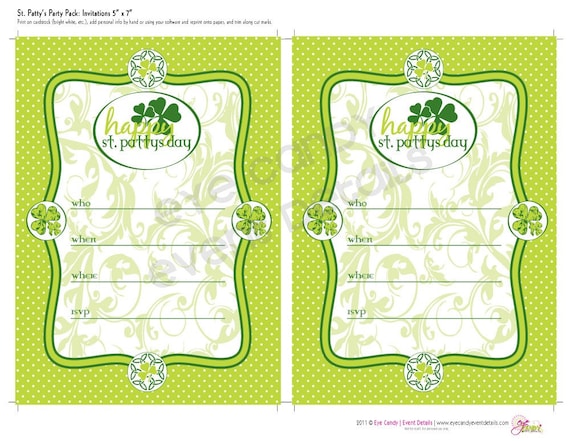 St. Patty's Day DIY Printable Invitation Il_570xn