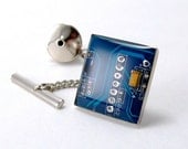 Circuit Board Tie Tack -- Blue, Square Domed