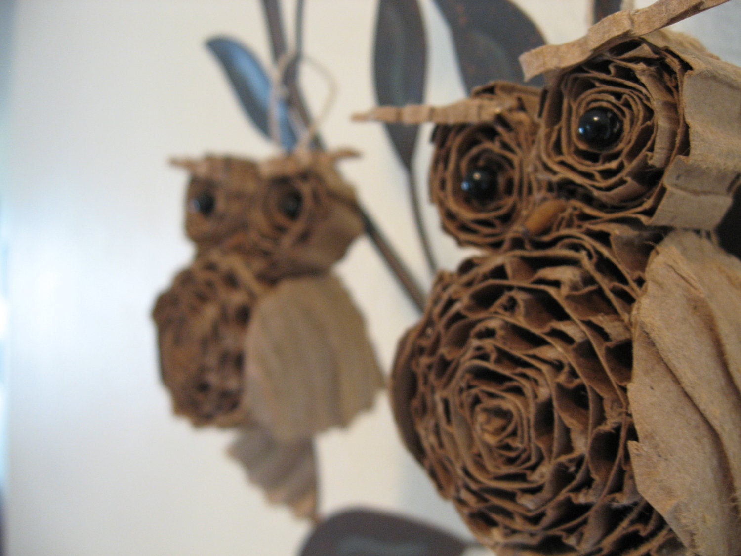 Christmas Ornament Cardboard Owl Duo