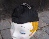Black Silk Art Deco Filmstar Hat