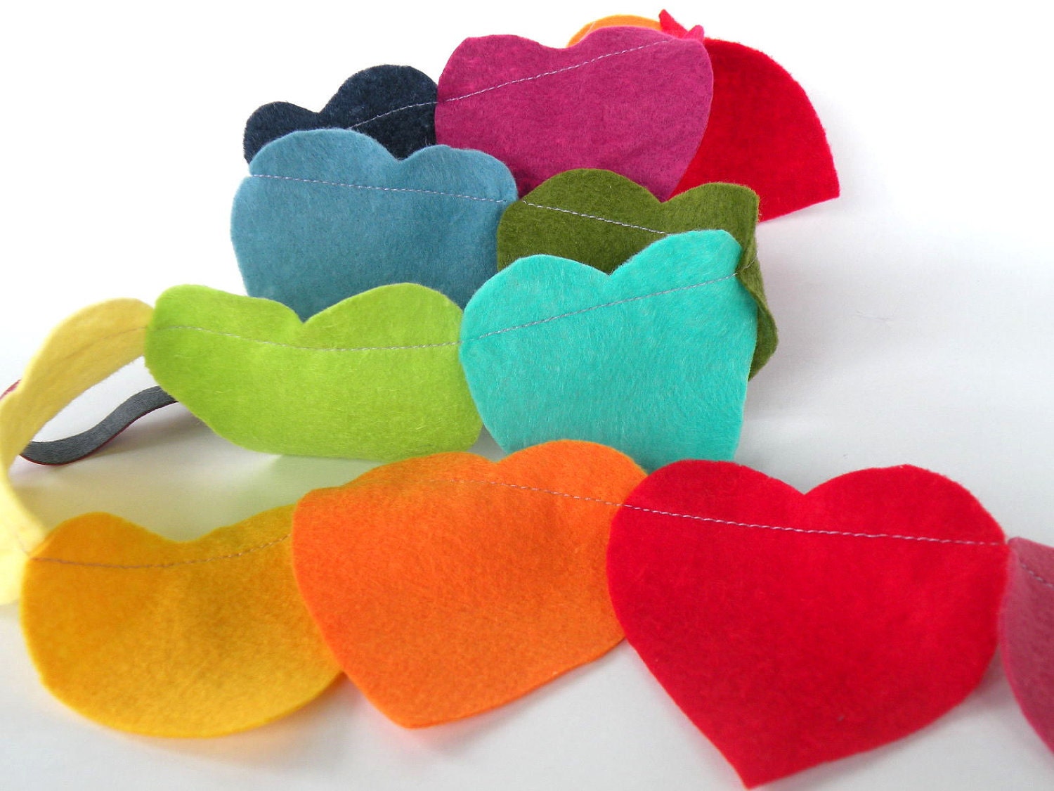 Rainbow-Colorful-Felt heart garland-Party decoration-Valentine's day-Wedding decoration