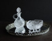 Vanity Set - Victorian Glass Crystal Decanter and Cache
