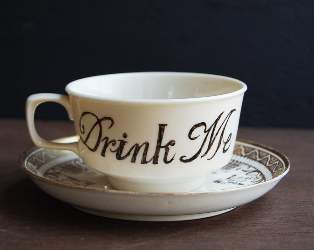 Drink Me Teacup and Saucer