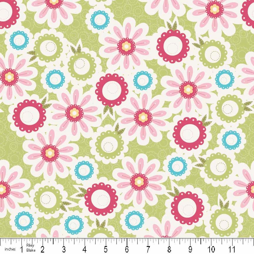 The Quilted Fish for Riley Blake -Sweet Divinity - Sweet Flower in Cream - 1 Yard - Cotton Fabric