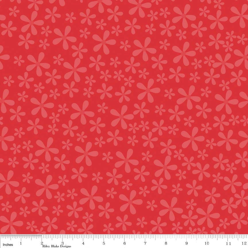 The Quilted Fish for Riley Blake -Sugar and Spice - Tone on Tone Floral in Red - 1 Yard - Cotton Fabric