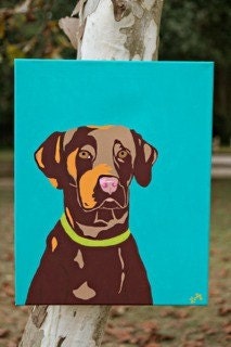 ORIGINAL and READY to SHIP Chocolate Lab 16x20 - Acrylic on Canvas