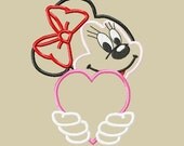 Designs INSTANT DOWNLOAD - Applique Miss Mouse with You Add A Name Personalized Valentines Heart  Embroidery Design - 5x7 and 6x10