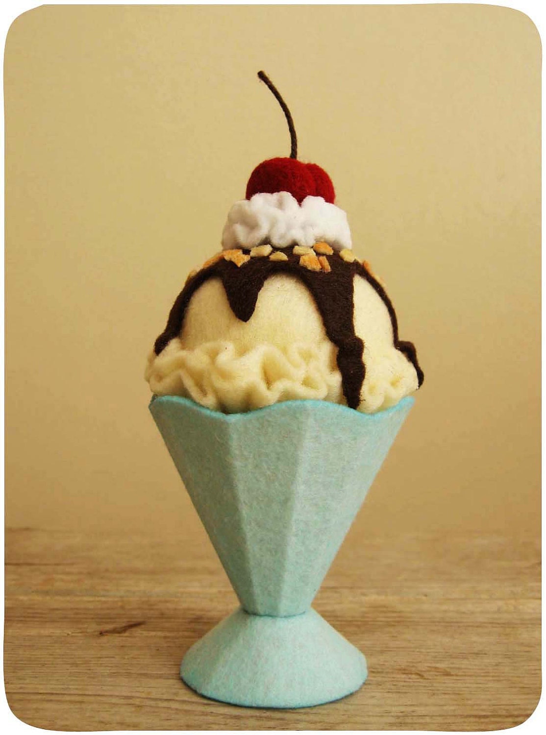 Ice Cream Sundae in Blue Glass