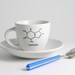 Espresso Cups Set of 4 with Saucers, Black and White Caffeine Molecule