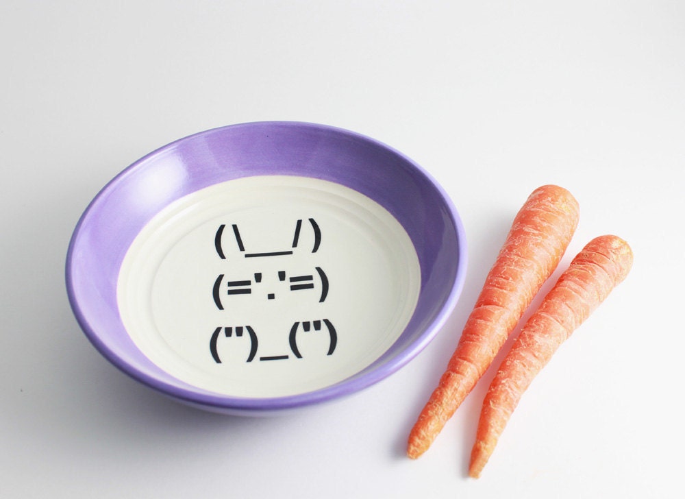 Lilac Bunny Rabbit - Pastel Purple Bowl with Ascii Computer Punctuation Bunny