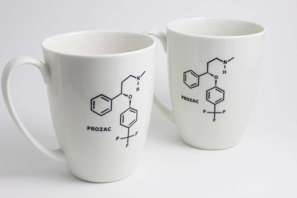 Prozac Chemistry Molecule Coffee Mug - Black and White Coffee Cup