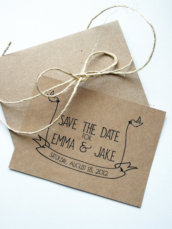 Wedding Save the Date -- Little Bird Banner Flats & Envelopes in Kraft/Natural Brown