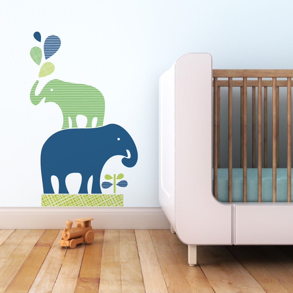 Stacked Elephants Children Wall Decal - Wall Art Sticker for Nursery or Kids Room