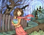 Her Fears Were Magnified - Original Whimsical Spooky Painting
