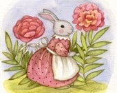 Peony Rabbit - Original Whimsical Painting