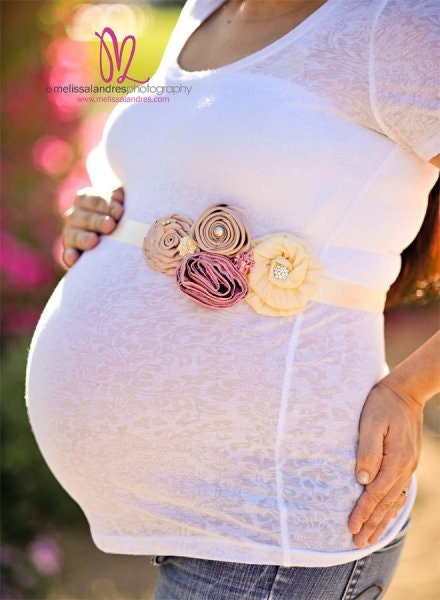 THE GENEVA--Mauve, Cream, & Taupe Maternity/Bridal Sash Belt--Photo Prop