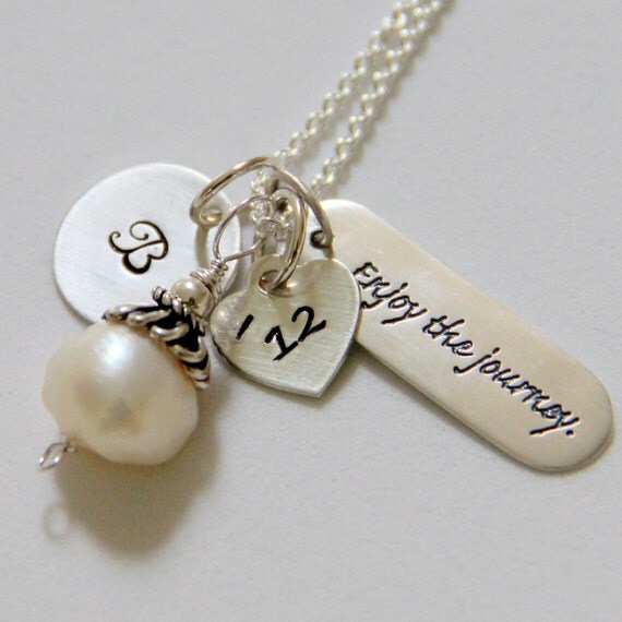 College Graduation NEcklace, Graduation Gift 2013, Poetry Necklace, Word Jewelry, Inspirational Enjoy the journey, Neice Graduation