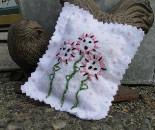 SACHET LAVENDER Hand EMBROIDERED Set of 2 "Your Choice"