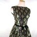 1950s - 1960s Party Dress - Full Skirt Dress in Black with Metallic Floral Embroidery