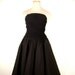 1980s Party Dress or Evening Gown - Strapless Prom Dress in Black Taffeta
