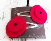 Felt  flower hair clip, Baby Hair clip, Baby Snap clip, Red hair Clip, Hair accessories for toddler infant, party favors