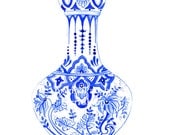 Ming Vase in Indigo Blue NEW print