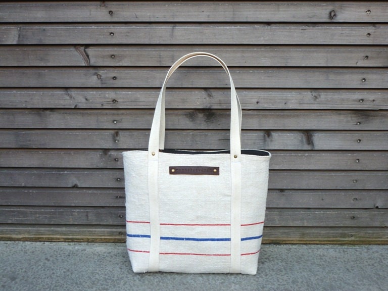 recycled antique linen tote bag,shoulderbag