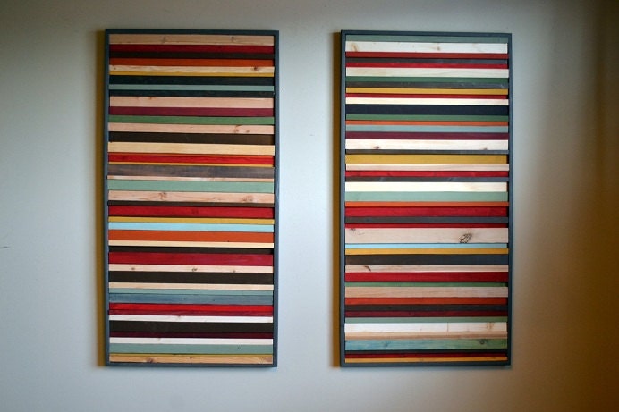 Rustic Wood Wall Art - Chunky Stripes - Wood Sculpture