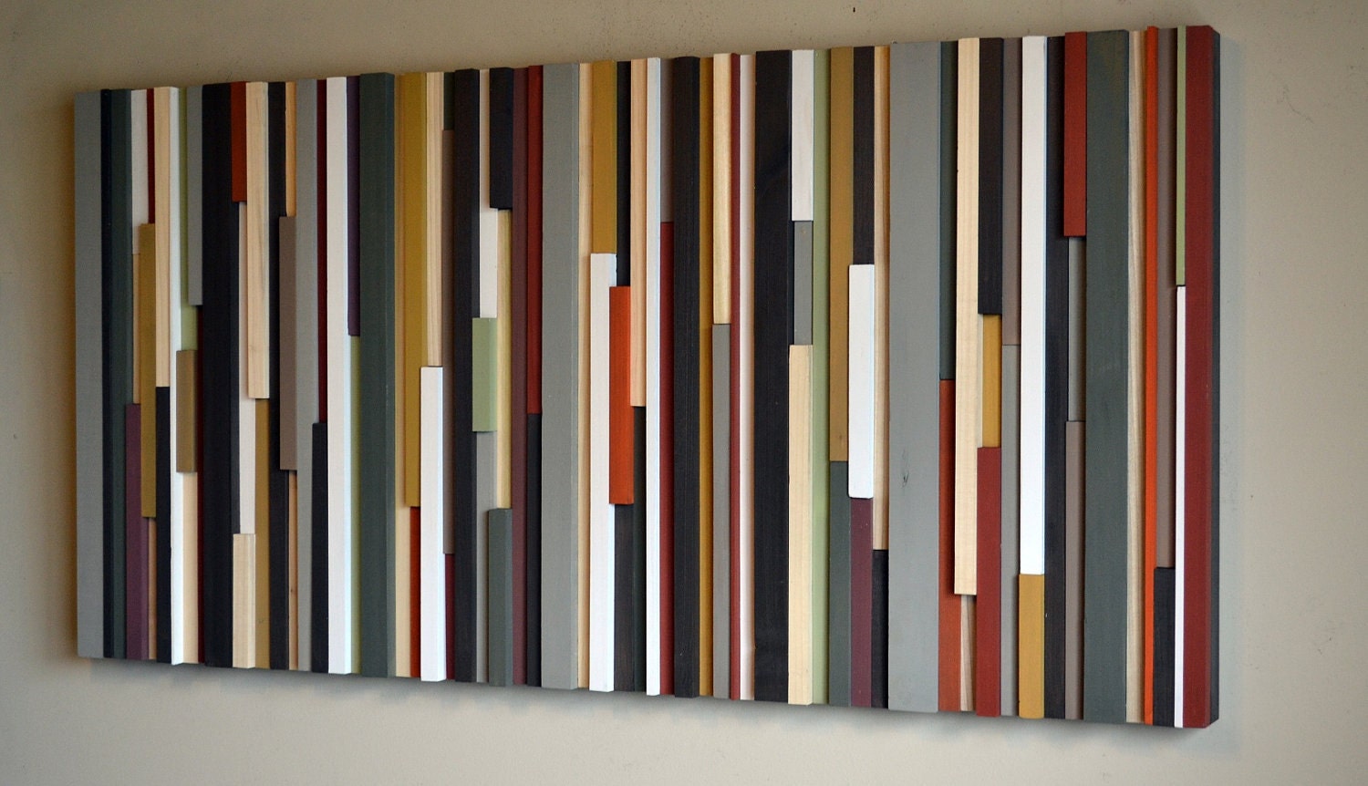 Wood Sculpture Wall Art - Lines - 24 x 48