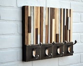 Wood Sculpture with Hooks - Style Meets Function - Upcycled, Distressed Wood - moderntextures