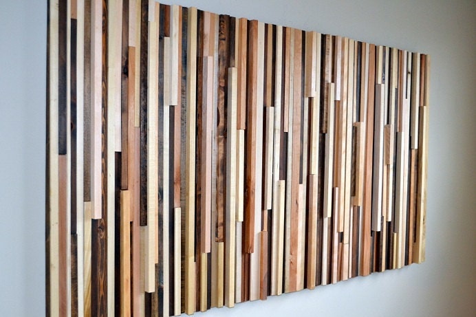 Wood Sculpture Queen Headboard or Wall Art - Lines - 36 x 64