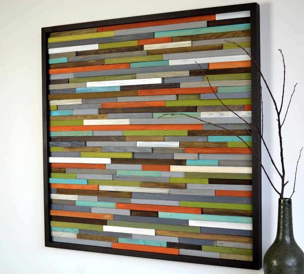 Wooden Art Wall Sculpture - Skinny Rectangles - Reclaimed wood - Abstract Sculpture