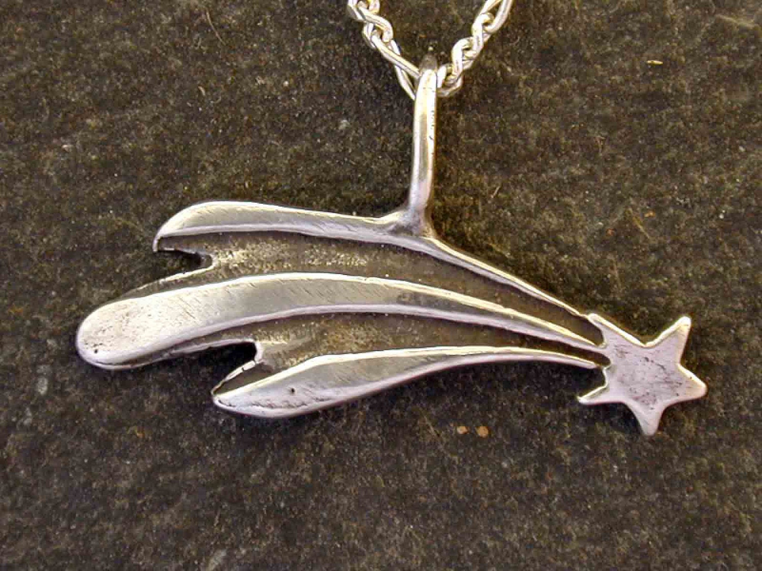 Sterling Silver Shooting Star Meteorite Pendant on Sterling Silver Chain.