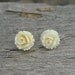 Rose Earrings, Cream Rose Earrings, 14k Gold Earrings, White Rose Earrings, Vintage Earrings, Post Earrings, Off White Earrings, 1980s,