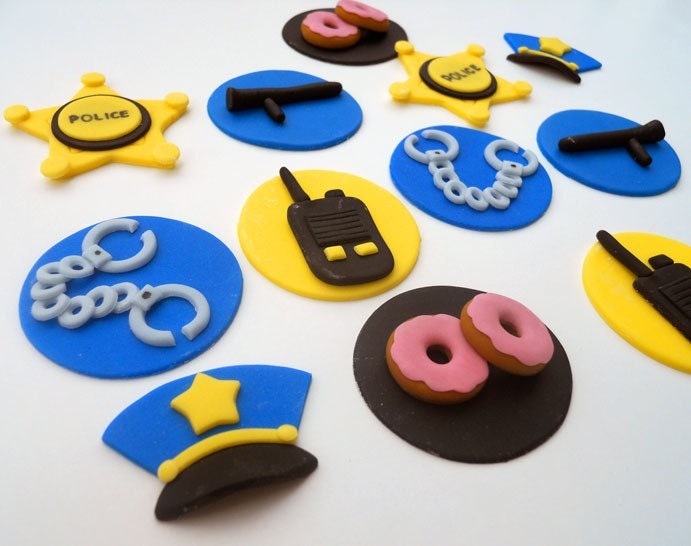 12 POLICE cupcake toppers.