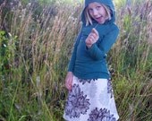 Skirt for Girls  -  A Line Skirt - Organic Cotton Floral Print - Eco Friendly - Organic Clothing