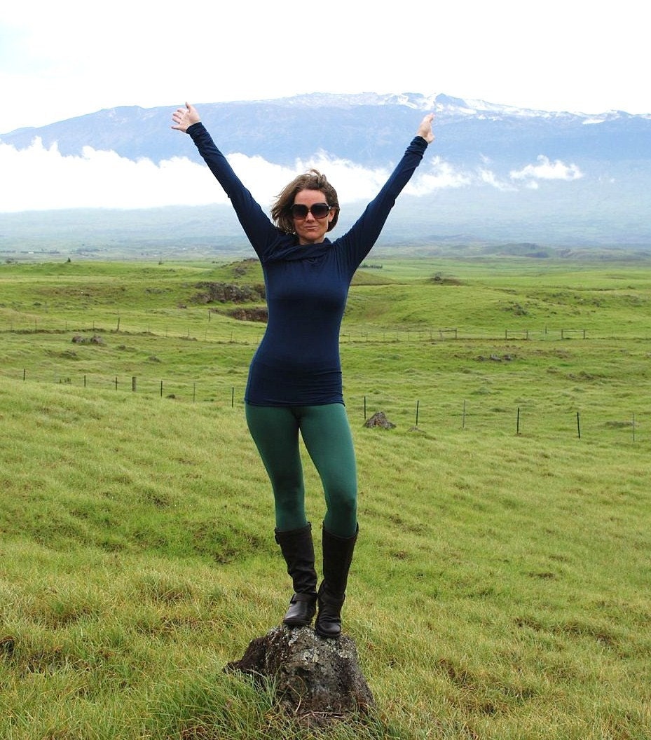 Women's Tights - Leggings - Yoga - Fir Green  - Eco Friendly Jersey - Organic Clothing - Several Colors