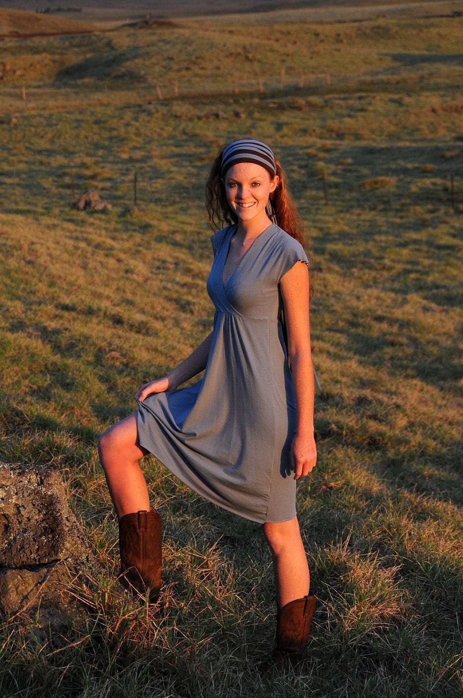 Women's Dress - Cap Sleeve - Bridesmaid Dress - Cross-Over Front - Organic Clothing - Eco Friendly