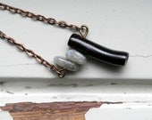 Black Coral and Labradorite Necklace / Length Two