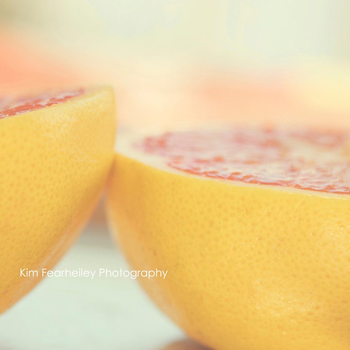 Fruit Photo - 8x8 Fine Art Photography, pastel, food photography, kitchen art, home decor, wall art, pink, yellow, citrus, sweet, tart
