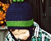 FREE SHIPPING navy and kelly green earflap hat